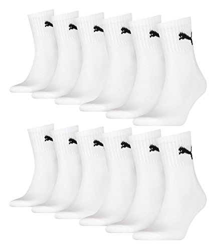 Calcetines deportivos Puma para hombre, cortos, paquete de 12 unidades, todo el año, Calcetines, unisex, color blanco, tamaño 35 - 38