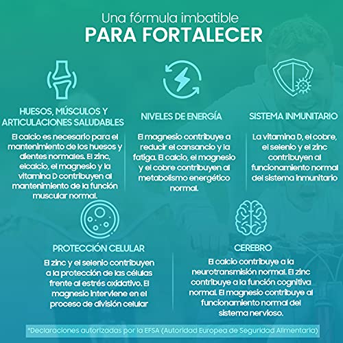 Calcio, Magnesio, Zinc y Vitamina D3 Vegana Dosis Alta 400 Comprimidos, para más de 1 Año - Suplemento de Calcio de Alta Absorción, Enriquecido con Selenio, Vitamina k2, Manganeso, Boro y Cobre