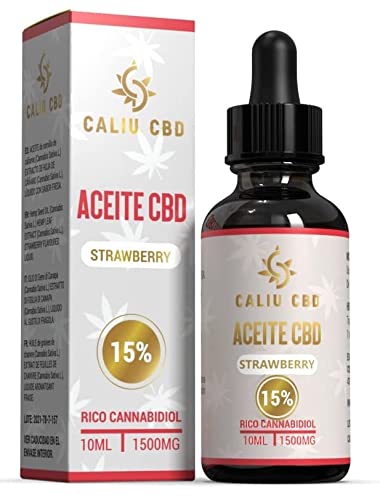 Caliu cbd - Aceite CBD 15% -Con extracto de Fresa -Bio Hemp oíl Premium enriquecido con CBD Puro –Orgánico ecológico -Hecho en UE -0% THC –10Ml 400 Gotas -Aceite de Semillas Cáñamo rico en Cannabidiol