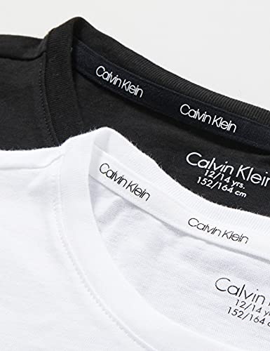 Calvin Klein 2pk Tees Camiseta de Pijama, Pvhwhite/Pvhblack, 10-12 Años para Niñas