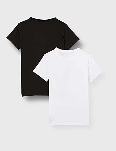 Calvin Klein 2pk Tees Camiseta de Pijama, Pvhwhite/Pvhblack, 10-12 Años para Niñas