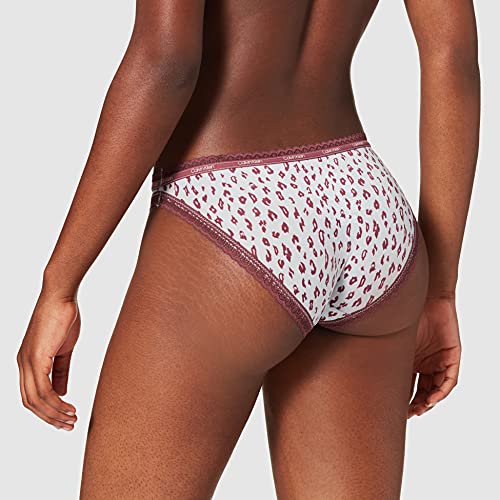 Calvin Klein Bikini Ropa Interior, Cheetah Shadow_Polished Blue, S (Pack de 2) para Mujer