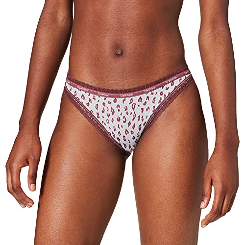 Calvin Klein Bikini Ropa Interior, Cheetah Shadow_Polished Blue, S (Pack de 2) para Mujer