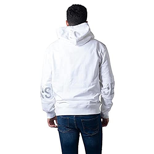 Calvin Klein Blocking Logo Hoodie Suéter, Bright White, XS para Hombre