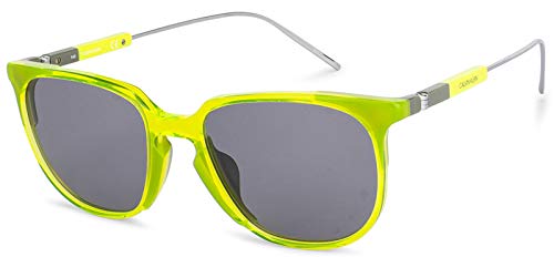 Calvin Klein CK19700S, Acetate - Gafas de sol Crystal Neon Yellow/Grey Unisex Adulto, multicolor, estándar