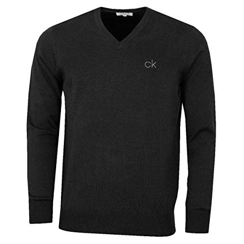 Calvin Klein Golf Hombre con Cuello en V Tour Suéter - Charcoal Marl - L