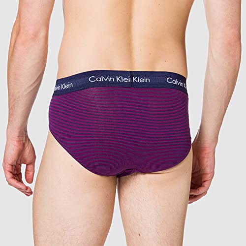 Calvin Klein Hip Brief 3PK Ropa Interior, Chino Blue/Plum Berry/Stripe, S Unisex Adulto