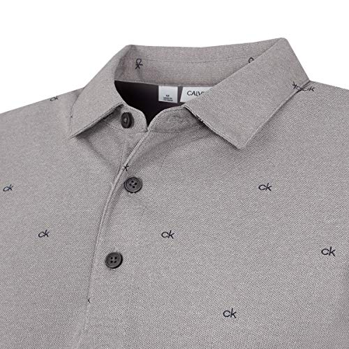 Calvin Klein Hombre Monograma Transpirable SmartTec Polo Camisa - Grismarl - M