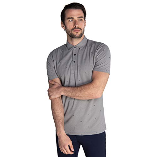 Calvin Klein Hombre Monograma Transpirable SmartTec Polo Camisa - Grismarl - M