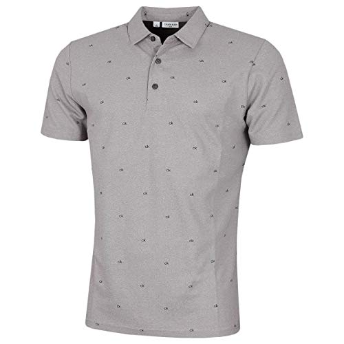 Calvin Klein Hombre Monograma Transpirable SmartTec Polo Camisa - Grismarl - M