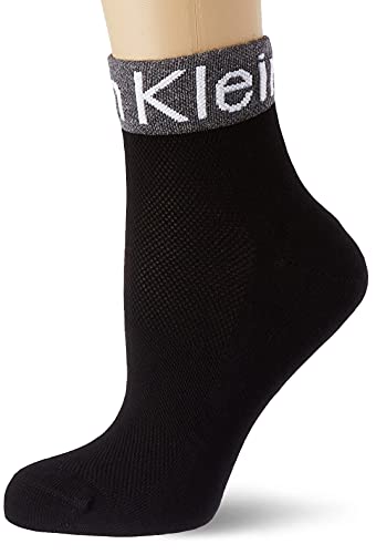 Calvin Klein Modern Logo Women's Quarter Socks 1 Pack Cuadrado, Negro, Talla única para Mujer