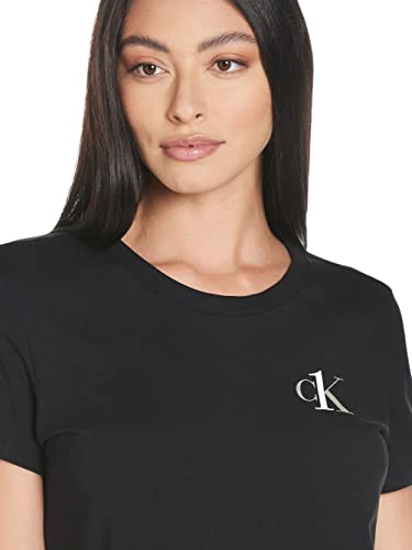 Calvin Klein S/s Nightshirt Camisón, Black, M para Mujer