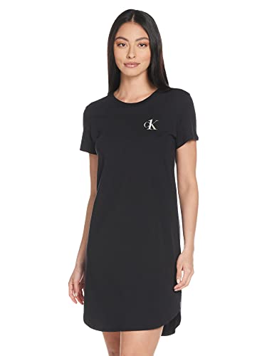 Calvin Klein S/s Nightshirt Camisón, Black, M para Mujer