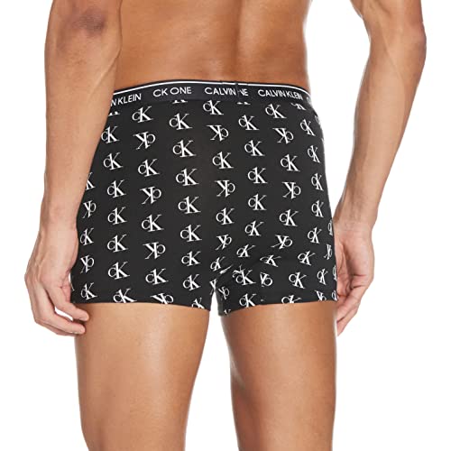 Calvin Klein Trunk Boxershorts Bóxer, Staggered Logo_Black, L (Pack de 2) para Hombre