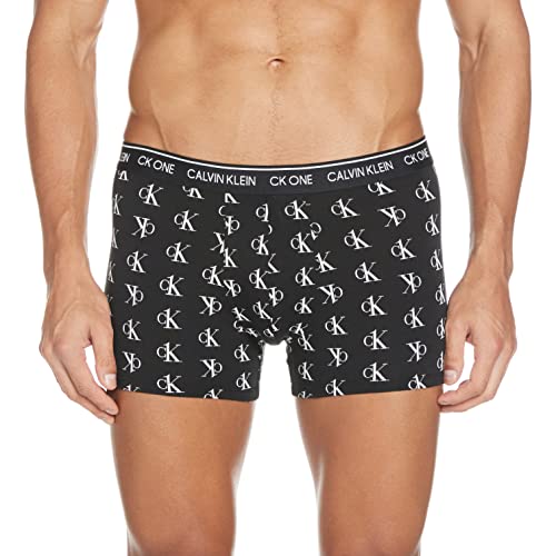 Calvin Klein Trunk Boxershorts Bóxer, Staggered Logo_Black, L (Pack de 2) para Hombre