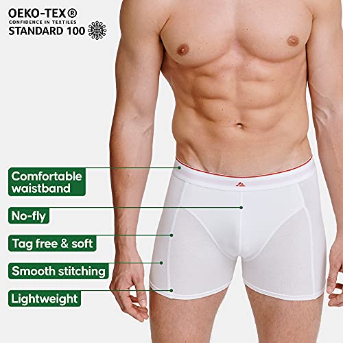 Calzoncillos Boxer de Bambú para Hombre, Pack de 3, Ropa Interior Antibacteriana y Ultra Suave, Ajustados, Comodidad Superior, Negro, Blanco, Gris, Multipack (Blanco, X-Large)