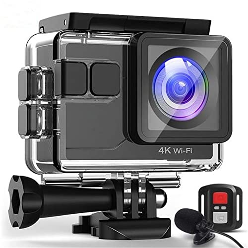 Cámara Deportiva 4K Wi-Fi 20MP (Cámara de Accion Acuatica de 40M con Control Remoto y Micrófono Externo Funciones EIS Anti-Vibración y Slow Motion)