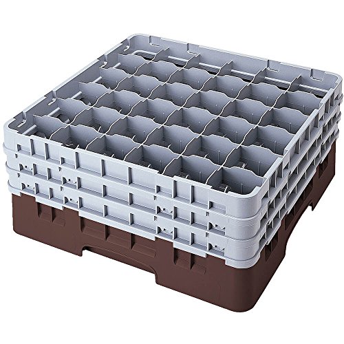 Cambro Cesta de lavado de tamaño completo para copas y vasos con 36 compartimentos 4 alturas, diámetro máx. 7.2 cm, altura máxima 21.7 cm, color Castaño, 36 copas/vasos