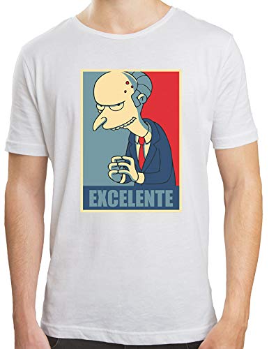 Camiseta Hombre | Camiseta Sr Burns Excelente | Camiseta Algodón Hombre | Diseños Exclusivos | Color Blanco | Talla M