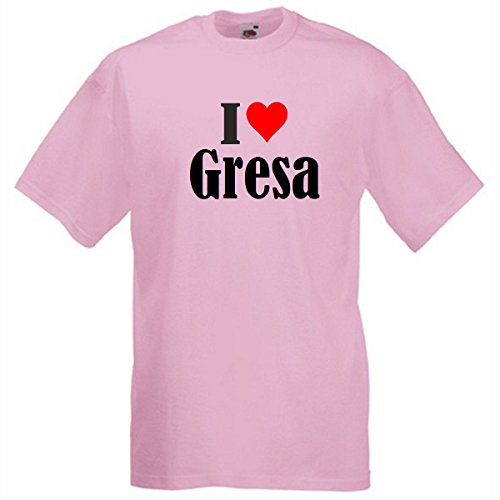 Camiseta I Love Gresa para mujer, hombre y niños en los colores negro, blanco y rosa. rosa S