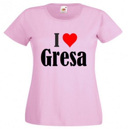 Camiseta I Love Gresa para mujer, hombre y niños en los colores negro, blanco y rosa. rosa S