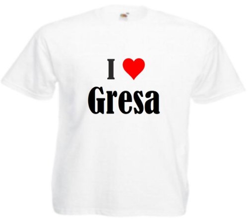 Camiseta para mujer y niño, diseño de I Love Gresa, color negro y blanco y rosa blanco S