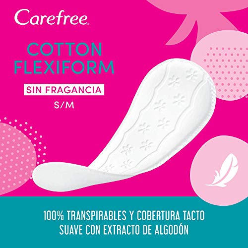 Carefree Algodón Normales - Protegeslips sin perfume, flexible y ultrafino, 56 unidades