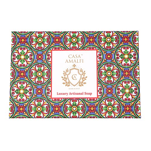 CASA AMALFI - Caja de Regalo 3 Jabones Sólidos, Luxury Artesanal con Manteca de Karité, Jabón Hidratante, Gift Box Jabón 100% Ingredientes Naturales y Veganos, Plástico libre (Familla)