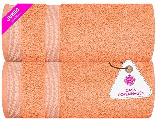 CASA COPENHAGEN Solitaire Egipcio algodón 600 g/m², Toallas de baños (Melocotón Malibu) 2 Piezas