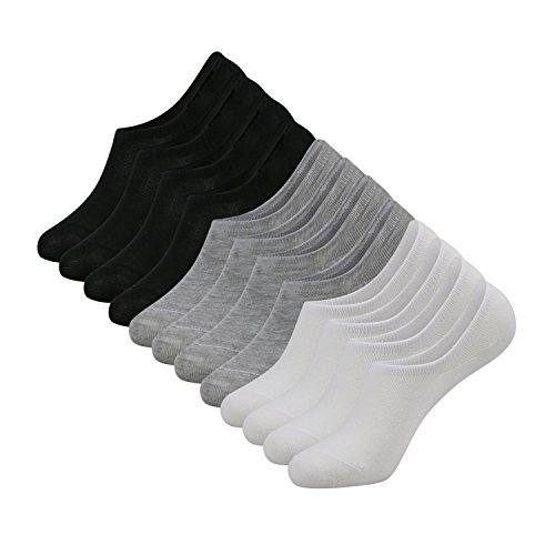 Caudblor 12 Pares Calcetines Invisibles de hombre Mujer antideslizantes Algodón Cortos Calcetines 36-39, Mujer-Hombre