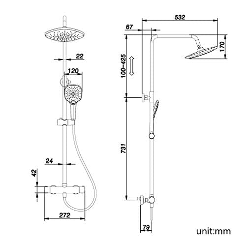 CECIPA Columna Ducha Termostatico con Grifo Conjunto Ducha con Barra Ducha Set de Ducha Termostatico Altura Ajustable con Lluvia Ducha y Teleducha Columna baño Conjunto Ducha