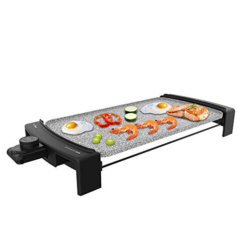 Cecotec Plancha eléctrica Tasty &Grill 3000 RockWater. 2600 W, Revestimiento de Riedra RockStone, Resistencia en Forma de E, Termostato Ajustable, Piezas Aptas para lavavajillas