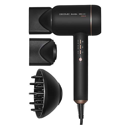 Cecotec Secador de pelo iónico Bamba IoniCare 6000 RockStar Vision. Motor digital , 2000 W de potencia, con pantalla LCD, ion real, 5 ajustes de temperatura,función aire frío (6000 Rockstar Fire)