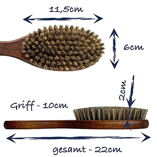 Cepillo para el pelo con cerdas naturales suaves para un brillo sedoso. Calidad auténtica de fabricación alemana.