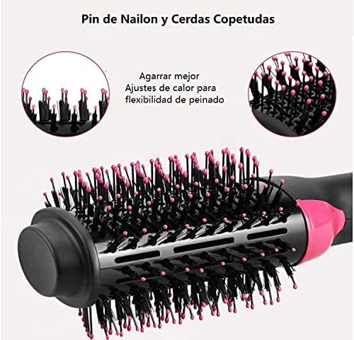 Cepillo Secador de Pelo Alizador Cepillo de Peinado Estilizador y Voluminizado de Aire Caliente Iones Negativos Función 4 en 1 Plancha de Cabello (Negro)