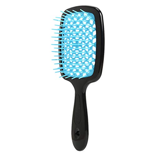 Cepillo Seco Cuadrado Cepillo de Pelo con Paleta Desenredante Azul Cepillos de Pelo para el Cabello Antiencrespamiento con Mango Antideslizante para Rizado y Enredado, Cabello Largo, Grueso