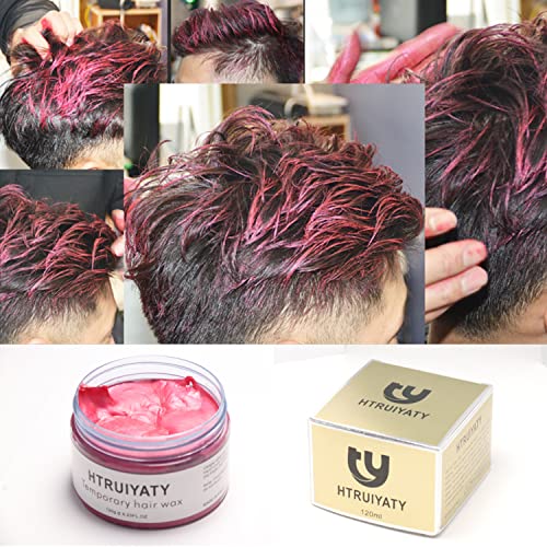 Cera rojo del color del pelo, modelado temporal de una sola vez Cera natural del teñido de pelo del color, crema temporal del peinado, cera que modela para la fiesta, Cosplay, partido (rojo)