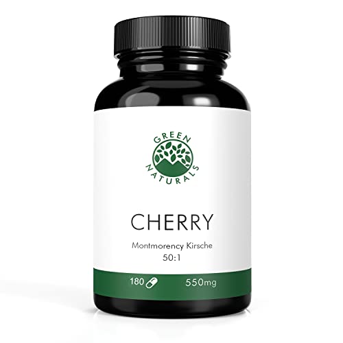 Cereza Montmorency (180 cápsulas de 550mg) - Extracto 50:1 = 55g por dia - Producción alemana - 100% Vegano y sin aditivos