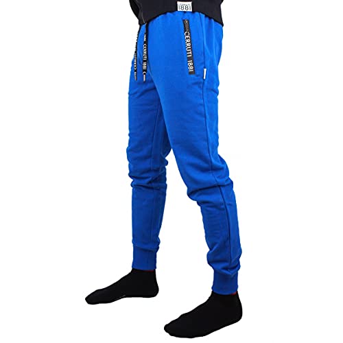 Cerruti 1881 Lazisiensi - Pantalón de chándal para hombre, 100% algodón azul real L