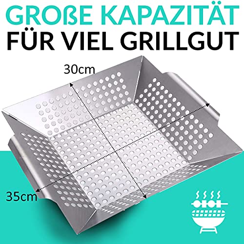 Cesta para Parrilla - 3,8 l - Acero Inoxidable - Apta para Lavavajillas - Bandeja para Carne, Verduras, Castañas