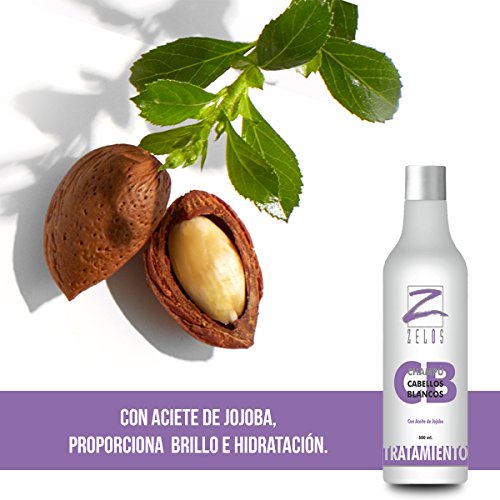 Champú Violeta 500ml - Cabellos Blancos, Grises, Decolorados, Mechas o Canas - Neutraliza las tonalidades Amarillentas - Pelo con Aspecto Metálico Silver Espectacular - Pigmento Morado Matizador Zelos