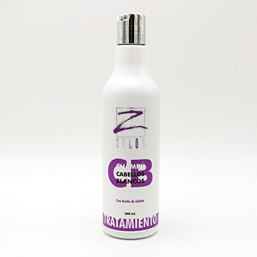 Champú Violeta 500ml - Cabellos Blancos, Grises, Decolorados, Mechas o Canas - Neutraliza las tonalidades Amarillentas - Pelo con Aspecto Metálico Silver Espectacular - Pigmento Morado Matizador Zelos