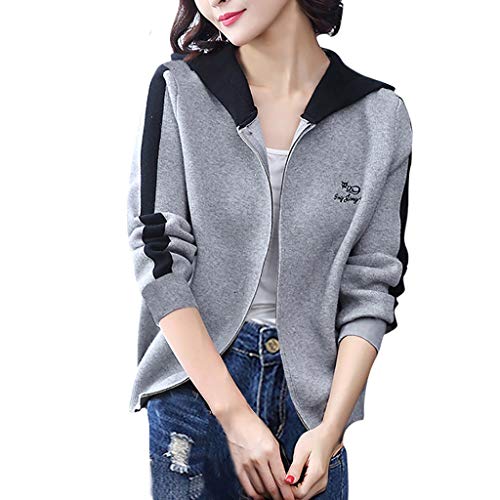 Chaqueta Mujer Hollister,Abrigos Mujer Invierno Manga Larga Patchwork Trajes con Capucha Cremallera Casual Sport Coat Sudadera con Capucha Superior Chaquetas Deportivas