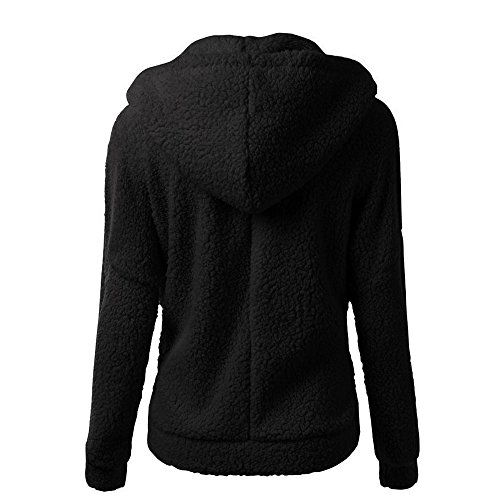 Chaqueta Mujeres de Invierno de Lana Cálida Cremallera Abrigo con Capucha Casual Suéter Abrigo de Algodón Outwear Hoodie riou