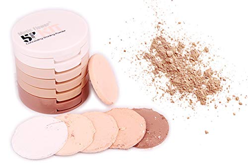 CHAWHO Maquillaje en polvo, 5 colores Paleta de Polvos Compactos Matificantes, Palette de polvo para los Amantes de Maquillaje, Principiantes y Artista de Maquillaje Profesional