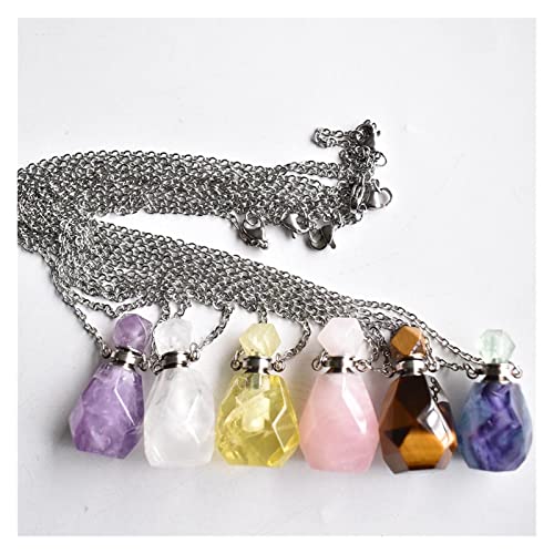 CHHNGPON Piedra Rugosa Venta al por Mayor 2 unids/Lote Moda Fluorita Natural Piedra Amatista Perfume Botella Colgantes Colgantes for Accesorios de joyería (Metal Color : 1)