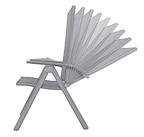 Chicreat Silla plegable de aluminio regulable con 8 posiciones Gris Oscuro