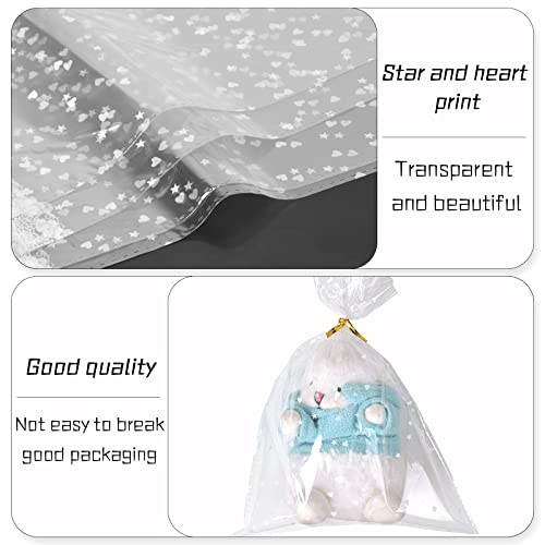 Chstarina 100 Piezas Bolsas de Celofán Transparentes, 25×18cm Bolsa de Dulce, Bolsas de Regalo, Bolsas Plastico para Envasado Dulces Galletas Caramelo Bombones Regalos