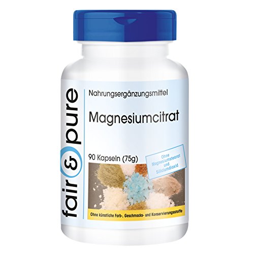 Citrato de Magnesio - Polvo en Cápsulas - 300mg de magnesio puro por dosis diaria - Orgánico - Vegano - Magnesium Citrate - 90 Cápsulas