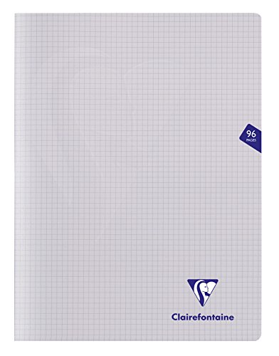 Clairefontaine 293362AMZC Lot de 4 Cahiers Agrafés Mimesys - 24x32 cm - 96 Pages Petits Carreaux - Papier Blanc 90 g - Couverture Polypro (Bleu, Incolore, Orange, Violet)